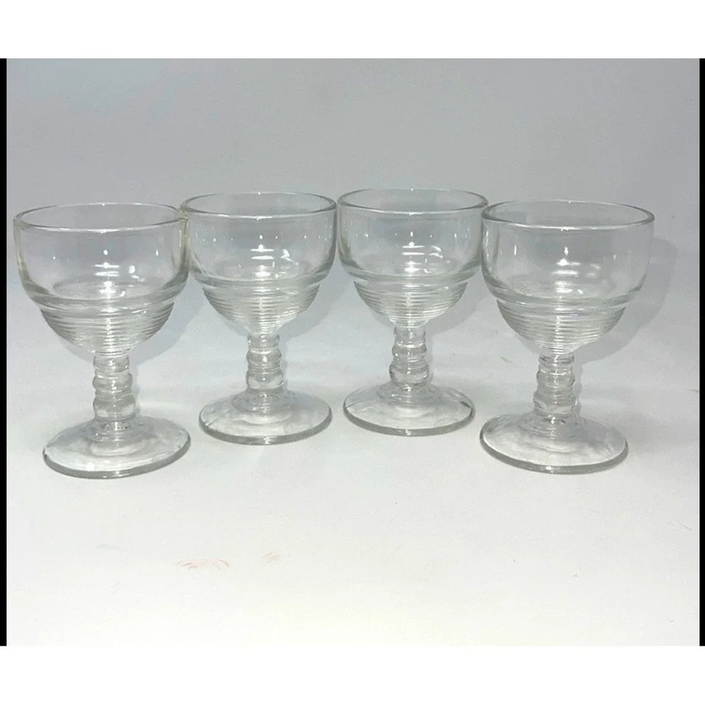 Set of 4 Vintage Beehive clear petite Sherry Gimlet stemmed Glasses - Picture 1 of 8